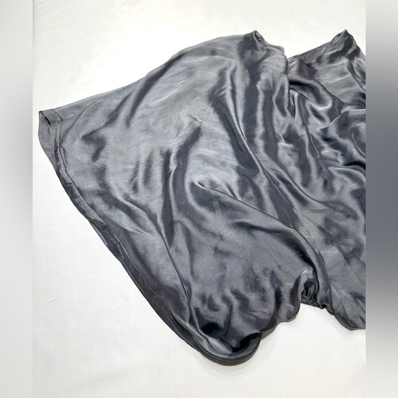 Silk Mixed 30% Viscose Elegant Sheer Gray Blouse - Picture 9 of 10